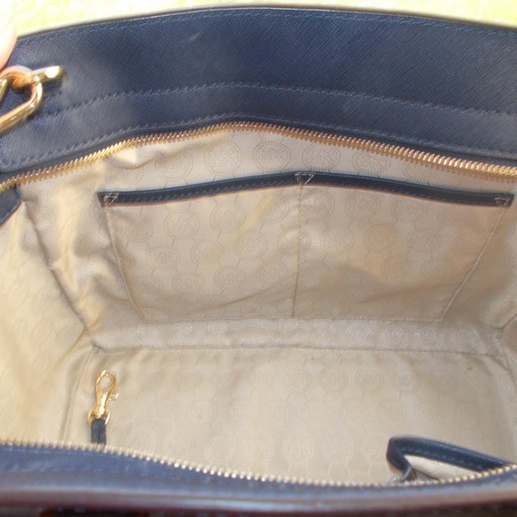 Michael Kors Navy Blue Saffiano Leather Handbag - Picture 11 of 14